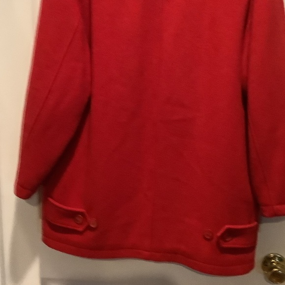 Anne Klein‎ Red full zip 100% wool coat with Black faux fur Collar - Picture 10 of 10